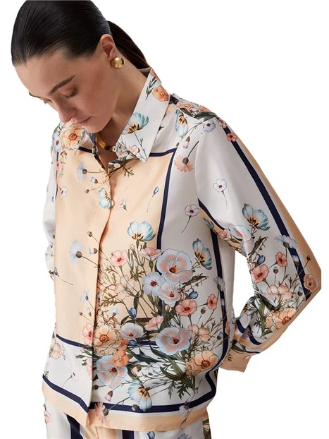 CAMICIA IN TWILL STAMPATO DONNA BLU