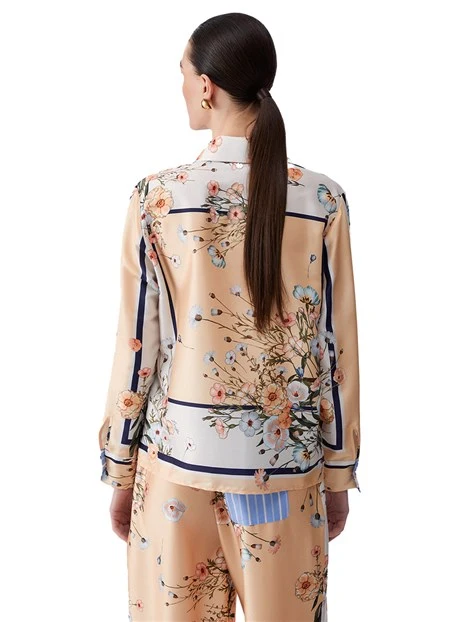 CAMICIA IN TWILL STAMPATO DONNA BLU