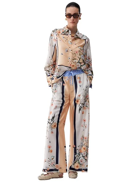 CAMICIA IN TWILL STAMPATO DONNA BLU