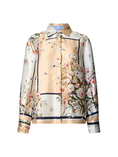 CAMICIA IN TWILL STAMPATO DONNA BLU