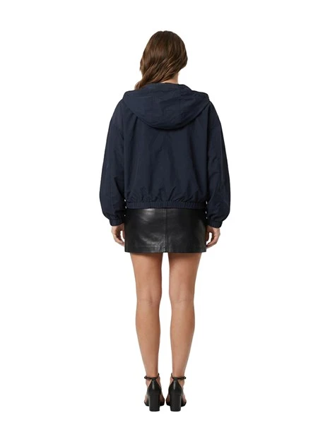 GIACCA CORTA CON ZIP E CAPPUCCIO DONNA BLU