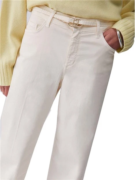 PANTALONI A ZAMPA LEGGERA FIT AMPIO DONNA BIANCO