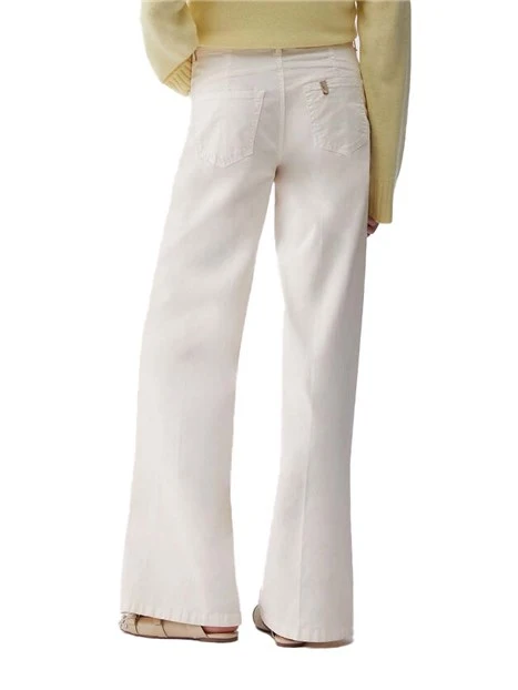 PANTALONI A ZAMPA LEGGERA FIT AMPIO DONNA BIANCO