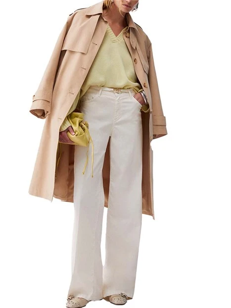 PANTALONI A ZAMPA LEGGERA FIT AMPIO DONNA BIANCO