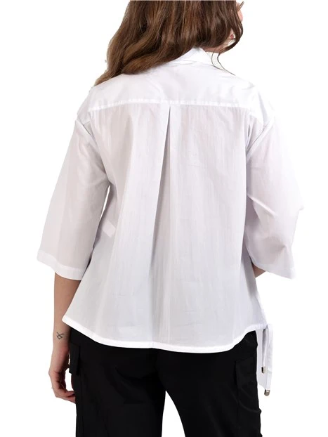 CAMICIA IN COTONE REGOLABILE CON COULISSE DONNA BIANCO
