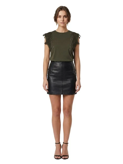 T-SHIRT MANICA CORTA CON PIZZO DONNA VERDE