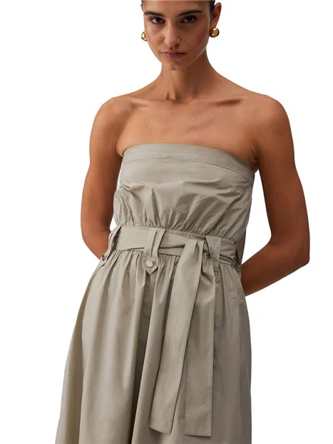 VESTITO LUNGO CON TASCHE LATERALI DONNA GRIGIO