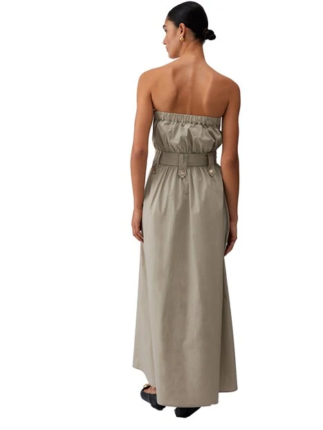 VESTITO LUNGO CON TASCHE LATERALI DONNA GRIGIO