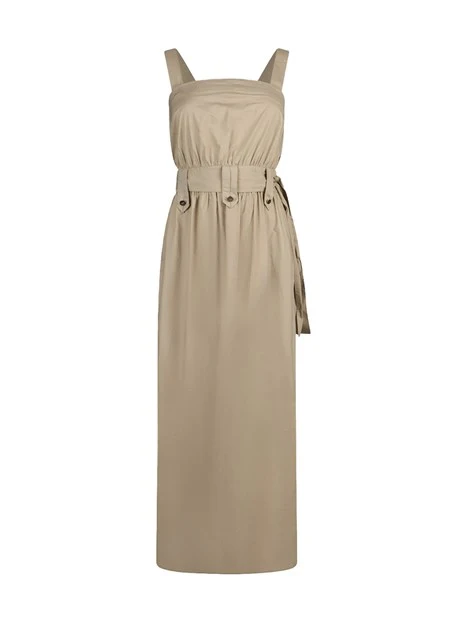 VESTITO LUNGO CON TASCHE LATERALI DONNA GRIGIO