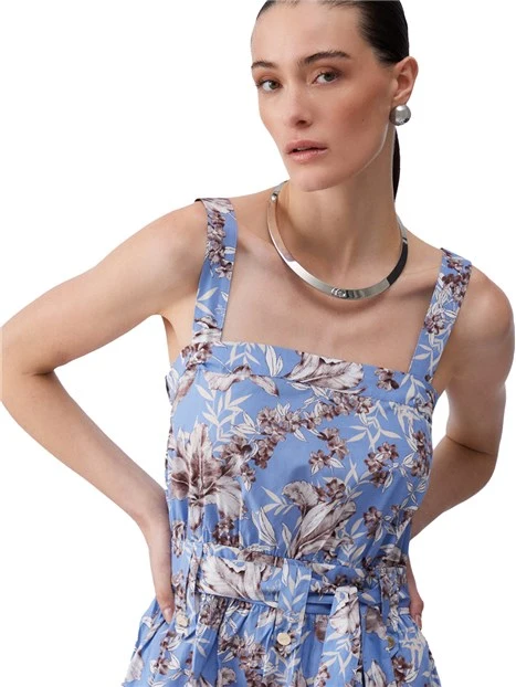 VESTITO LUNGO CON TASCHE LATERALI DONNA BLU