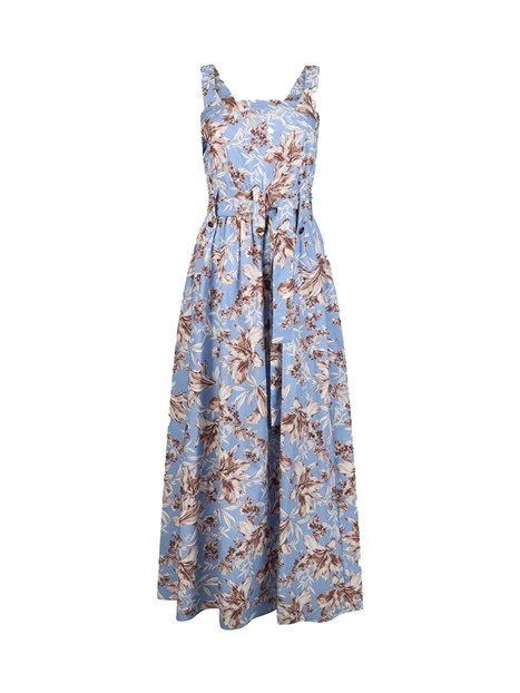 VESTITO LUNGO CON TASCHE LATERALI DONNA BLU