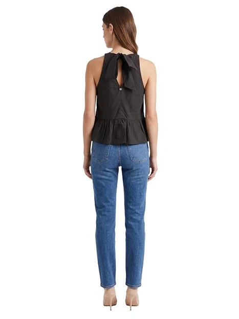 TOP SMANICATO  GIROCOLLO CON FIOCCO DONNA MARRONE