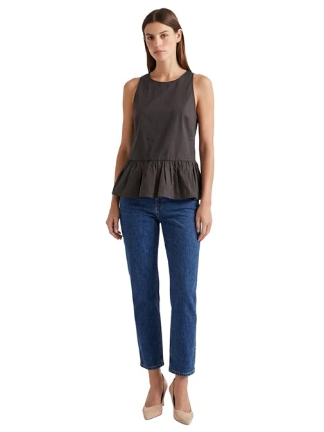 TOP SMANICATO  GIROCOLLO CON FIOCCO DONNA MARRONE