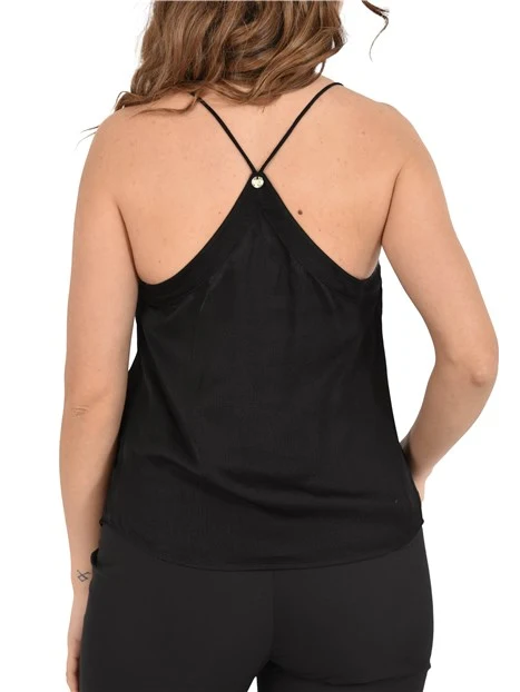 TOP CON BRETELLE DONNA NERO