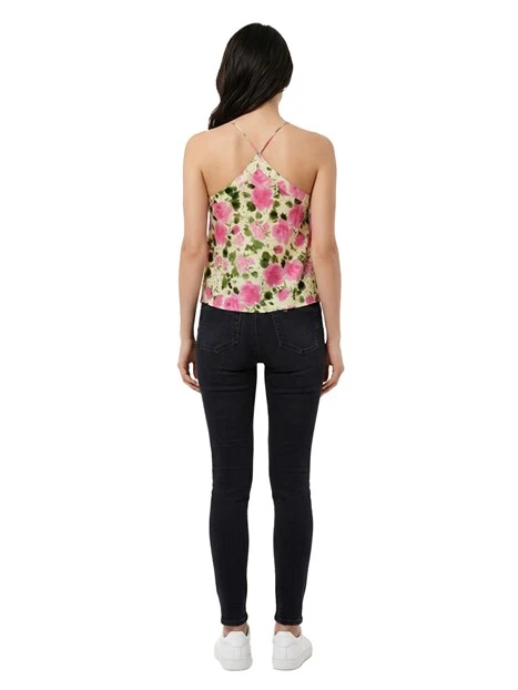 TOP CON BRETELLE E STAMPA FIORATA DONNA ROSA