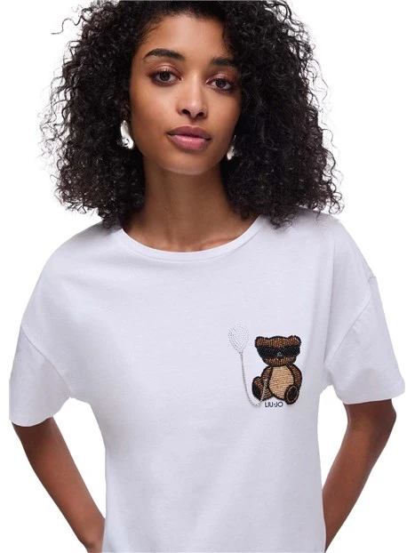 T-SHIRT MANICA CORTA IN COTONE GIROCOLLO DONNA