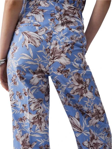 PANTALONI ZAMPA IN COTONE LEGGERO DONNA BLU