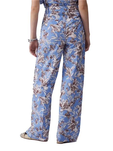 PANTALONI ZAMPA IN COTONE LEGGERO DONNA BLU