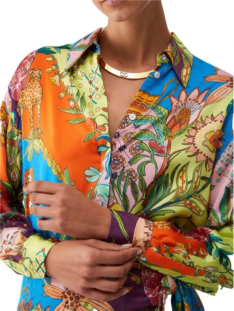 CAMICIA IN VISCOSA CON STAMPA FANTASIA DONNA GIALLO