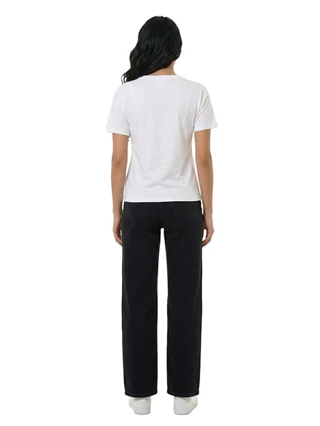 T-SHIRT MANICA CORTA IN COTONE LOGO RICAMATO DONNA BIANCO