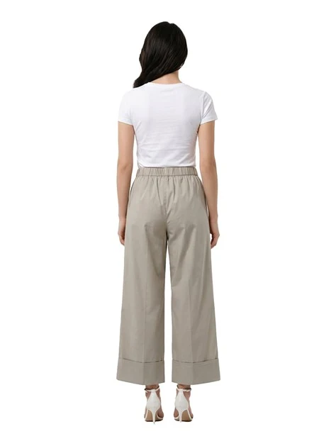 PANTALONI ZAMPA IN COTONE CON PENCE DONNA GRIGIO