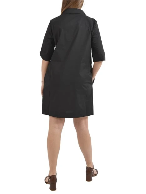 VESTITO CORTO CON COLLETTO E LACCETTI DONNA NERO