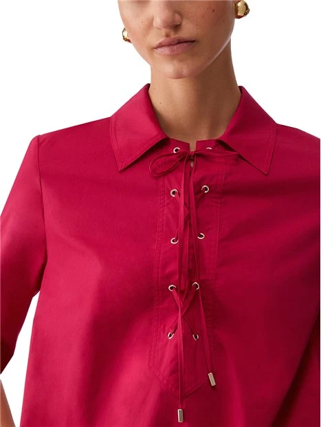 VESTITO CORTO CON COLLETTO E LACCETTI DONNA ROSSO