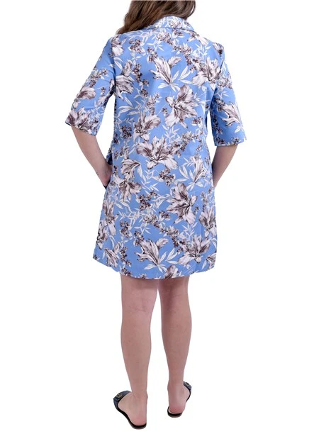 VESTITO CORTO FANTASIA FLOREALE DONNA BLU