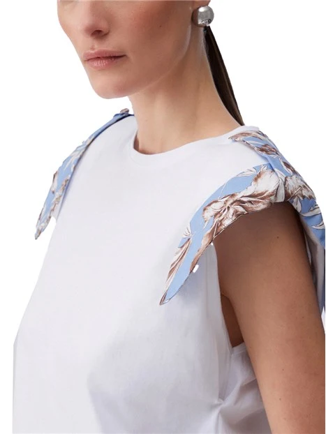 T-SCHIRT MANICA CORTA CON STAMPA DECORATIVA DONNA BIANCO