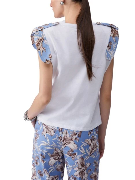 T-SCHIRT MANICA CORTA CON STAMPA DECORATIVA DONNA BIANCO