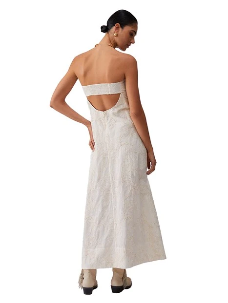 VESTITO LUNGO SENZA SPALLINE DONNA BEIGE