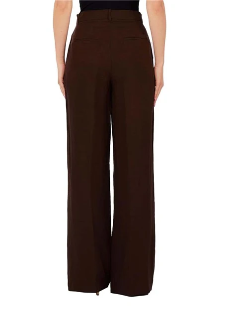 PANTALONI PALAZZO CON TASCHE COMODE DONNA MARRONE
