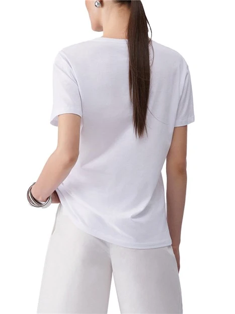 T-SHIRT MANICA CORTA GIROCOLLO CON STAMPA DONNA BIANCO