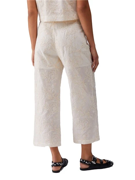 PANTALONI CROPPED FANTASIA PIZZO DONNA BEIGE