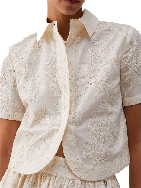 CAMICIA FANTASIA PIZZO DONNA BEIGE