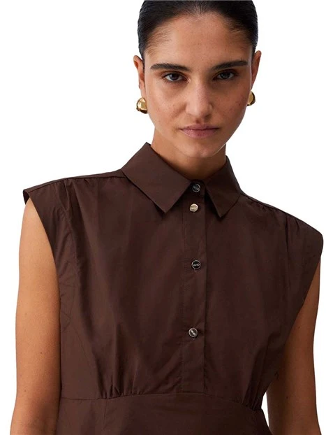 VESTITO CORTO CON COLLETTO DONNA  MARRONE