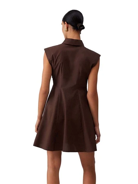 VESTITO CORTO CON COLLETTO DONNA  MARRONE