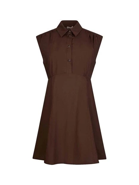 VESTITO CORTO CON COLLETTO DONNA  MARRONE