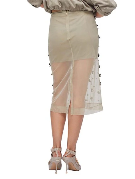 GONNA LUNGA CON IN TULLE CON RICAMI DONNA VERDE