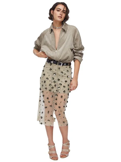 GONNA LUNGA CON IN TULLE CON RICAMI DONNA VERDE