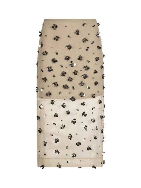 GONNA LUNGA CON IN TULLE CON RICAMI DONNA VERDE