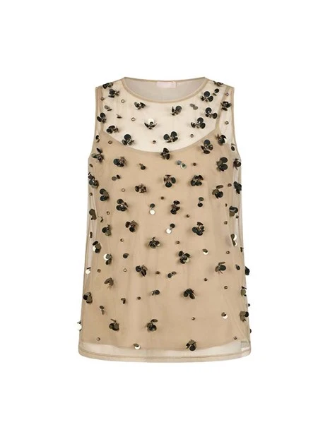 TOP SENZA MANICHE IN TULLE DONNA VERDE