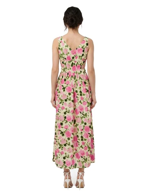 VESTITO LUNGO GONNA AMPIA DONNA ROSA