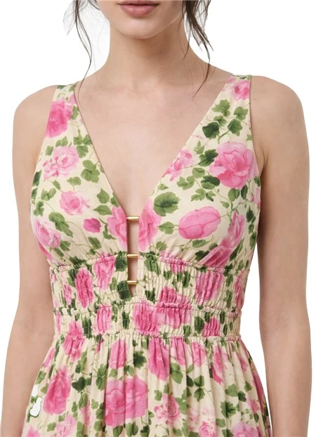 VESTITO LUNGO GONNA AMPIA DONNA ROSA