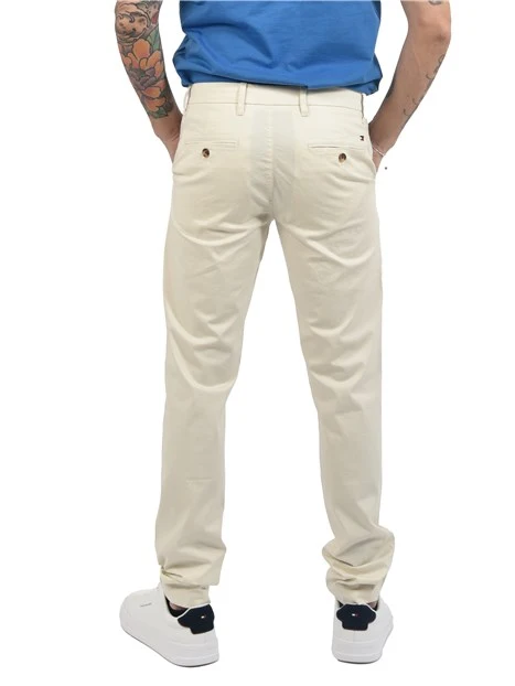PANTALONI CHINO SLIM FIT IN COTONE UOMO AVORIO
