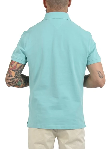 POLO IN PIQUÈ DI COTONE STRETCH UOMO AZZURRO