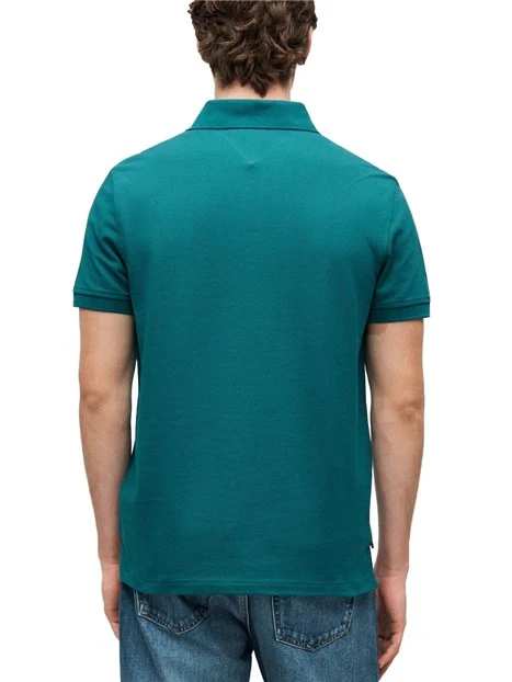 POLO IN PIQUÈ DI COTONE STRETCH CON LOGO RICAMATO UOMO BLU