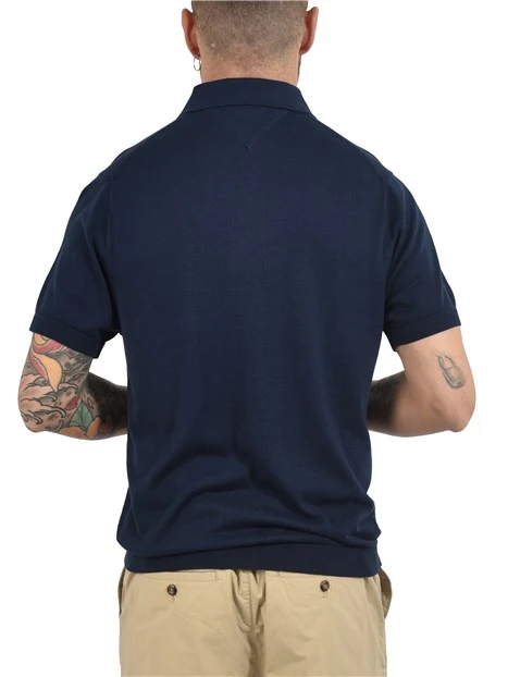 POLO MANICA CORTA IN MISTO COTONE E LYOCELL UOMO BLU