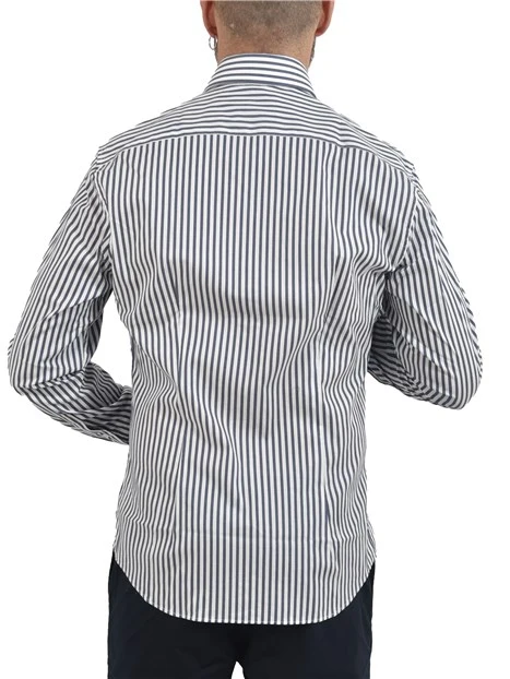 CAMICIA CASUAL CON FANTASIA A RIGHE BENGALA UOMO BLU