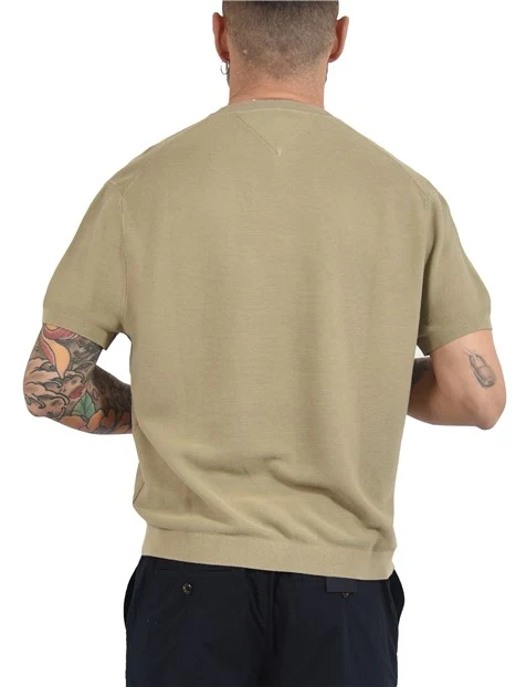 T-SHIRT MANICA CORTA CON LOGO RICAMATO UOMO BEIGE
